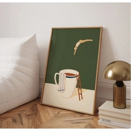 Retro Coffee Diving Poster Canvas Painting Good Mo..