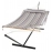 Double Hammock with Stand for Outside, Rope Hammocks with Polyester Pad 2 Person, 12ft Heavy Duty Stand, Extra Pillow