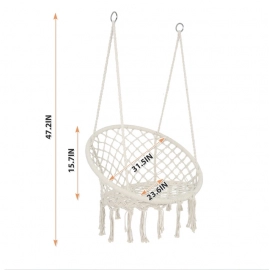 Hammock Chair Macrame Swing Max 330 Lbs Hanging Cotton Rope Hammock Swing Chair for Indoor and Outdoor with Cushion