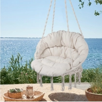 Hammock Chair Macrame Swing Max 330 Lbs Hanging Cotton Rope Hammock Swing Chair for Indoor and Outdoor with Cushion
