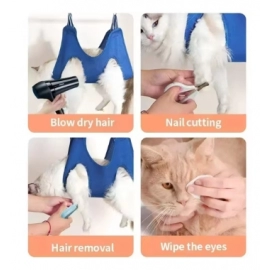 Auxiliary Holder Pet Hammock Repairing Nail Cat Dog Grooming Hammock Restraint Bag with 2 Hooks Cat Grooming Cleaning Holder